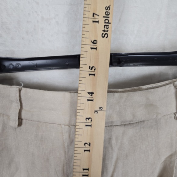 NWT Zara Size Large High Waisted Pleated Wide Leg 100% Linen Pants Sand 8292/500 - Picture 5 of 12